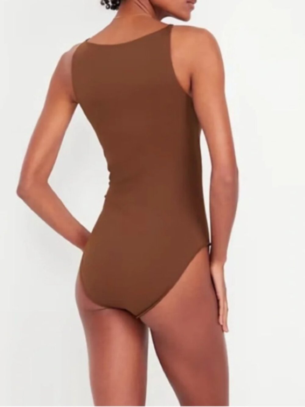 NWT Old Navy Double Layer Cami Bodysuit in Precious Earth Brown - Picture 2 of 7